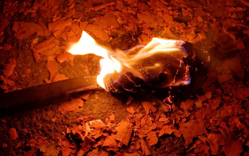 Создание факела
Если вы не хотите целиком положиться на фонарь во время ночных приключений, вы можете попробовать сделать себе факел. Созданный из того, что вы найдете в лесу – сосновой смолы и коры березы – он хоть и не будет гореть очень долго, зато на удивление ярко.