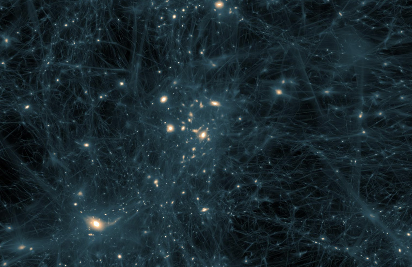 Из чего состоит темная материя
Около 80 % вещества во Вселенной состоит из темной материи. Темная материя – такая своеобразная субстанция, которая совершенно не испускает электромагнитного излучения и не взаимодействует с ним. Несмотря на то, что первые теории о темной материи появились примерно 70 лет назад, прямых доказательств, подтверждающих ее существование, обнаружено не было. Многие ученые полагают, что темная материя образована из слабовзаимодействующих массивных частиц, которые могут быть в сотни раз массивнее протонов, но их взаимодействие не может быть легко обнаружено с помощью существующих приборов.