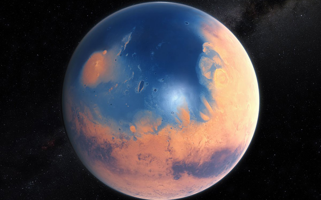 Вода на Марсе
Группа ученых доказала, что по крайней мере одна пятая красной планеты была полностью покрыта самой настоящей H20. Все признаки жизни, которые наверняка существовали в океане, могут быть найдены глубоко в песках Марса. Интересно, что жизнь на Земле зародилась примерно в тот период, когда на Марсе пересохли последние озера.